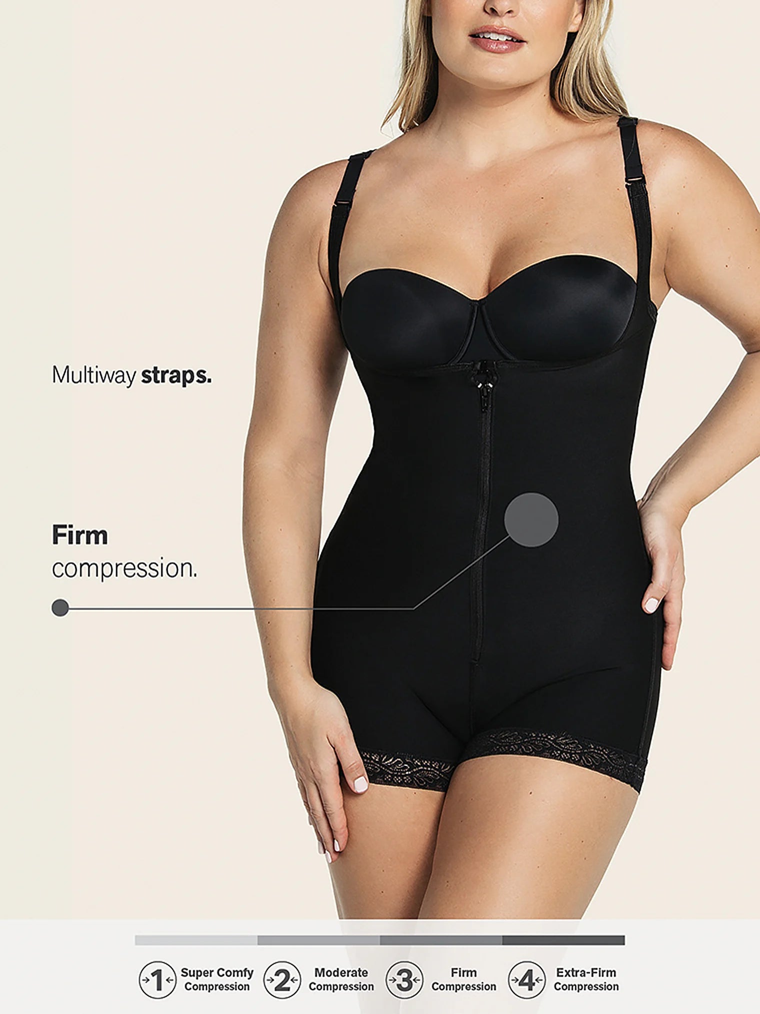 Compression Ferme Open Bust Body Shaper Boyshort