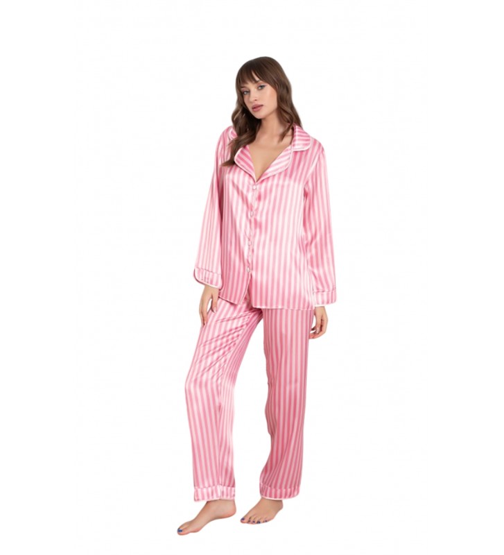Pyjama long coordonné en satin glacé